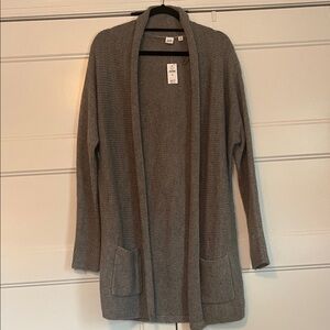 Gray Open-Front Cardigan Sweater
